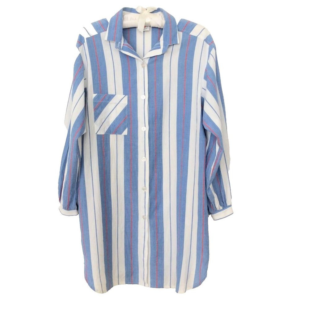 Sun Club By Catalina Vintage Striped Button Up Tunic Blouse Size Small